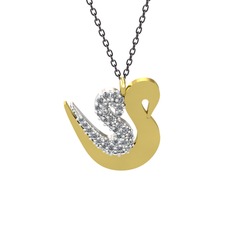 İkili Kuğu Kolye - Swarovski 14 ayar beyaz altın kolye (40 cm gümüş rolo zincir) #neazhg