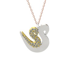 Swarovski 925 ayar altın kaplama gümüş kolye (40 cm rose altın rolo zincir)