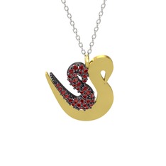 Garnet 925 ayar siyah rodyum kaplama gümüş kolye (40 cm beyaz altın rolo zincir)
