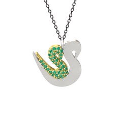 Kök zümrüt 18 ayar altın kolye (40 cm gümüş rolo zincir)