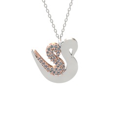 İkili Kuğu Kolye - Swarovski 14 ayar rose altın kolye (40 cm beyaz altın rolo zincir) #r67yxq