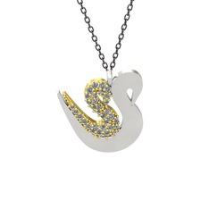 Beyaz zirkon 18 ayar altın kolye (40 cm gümüş rolo zincir)