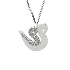 İkili Kuğu Kolye - Swarovski 925 ayar gümüş kolye (40 cm gümüş rolo zincir) #tl2ljz