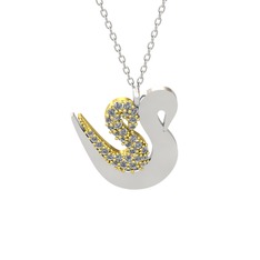 Swarovski 8 ayar altın kolye (40 cm beyaz altın rolo zincir)