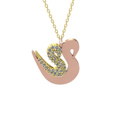 İkili Kuğu Kolye - Swarovski 14 ayar altın kolye (40 cm altın rolo zincir) #vejvls