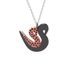 İkili Kuğu Kolye - Garnet 18 ayar rose altın kolye (40 cm beyaz altın rolo zincir) #wl0fzj