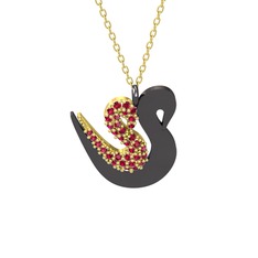 İkili Kuğu Kolye - Rodolit garnet 14 ayar altın kolye (40 cm altın rolo zincir) #zjdhks