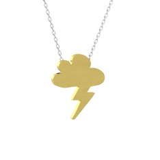 Şimşek Bulut Kolye - 14 ayar altın kolye (40 cm beyaz altın rolo zincir) #1aibqlt