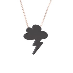 Şimşek Bulut Kolye - 925 ayar siyah rodyum kaplama gümüş kolye (40 cm rose altın rolo zincir) #1bn4x2i