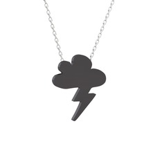 Şimşek Bulut Kolye - 925 ayar siyah rodyum kaplama gümüş kolye (40 cm gümüş rolo zincir) #1fwudxc