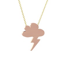 Şimşek Bulut Kolye - 14 ayar rose altın kolye (40 cm altın rolo zincir) #1kxm7fy