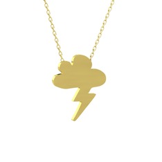 Şimşek Bulut Kolye - 14 ayar altın kolye (40 cm altın rolo zincir) #1lvl693