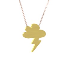 Şimşek Bulut Kolye - 14 ayar altın kolye (40 cm rose altın rolo zincir) #g36eaa
