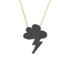 Şimşek Bulut Kolye - 925 ayar siyah rodyum kaplama gümüş kolye (40 cm altın rolo zincir) #m38d9r