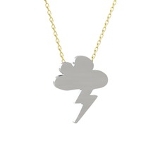Şimşek Bulut Kolye - 18 ayar beyaz altın kolye (40 cm gümüş rolo zincir) #pwdj69
