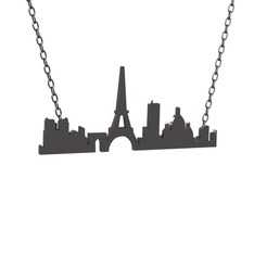 Siluet Paris Kolye - 925 ayar siyah rodyum kaplama gümüş kolye (40 cm gümüş rolo zincir) #13f6liq