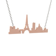 Siluet Paris Kolye - 18 ayar rose altın kolye (40 cm beyaz altın rolo zincir) #17uuk2i
