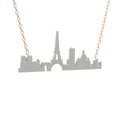 Siluet Paris Kolye - 18 ayar beyaz altın kolye (40 cm rose altın rolo zincir) #1ek1snl