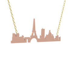 Siluet Paris Kolye - 14 ayar rose altın kolye (40 cm altın rolo zincir) #1f76sey