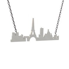 Siluet Paris Kolye - 18 ayar beyaz altın kolye (40 cm gümüş rolo zincir) #1fsw1k9