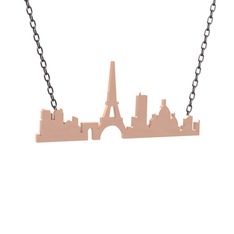 Siluet Paris Kolye - 18 ayar rose altın kolye (40 cm gümüş rolo zincir) #1jjabo8