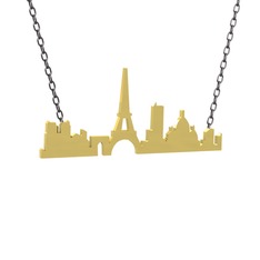 Siluet Paris Kolye - 8 ayar altın kolye (40 cm gümüş rolo zincir) #1l7e5ie