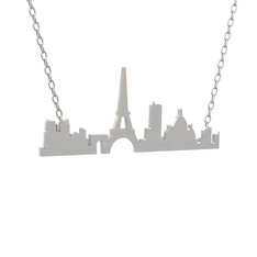 Siluet Paris Kolye - 14 ayar beyaz altın kolye (40 cm gümüş rolo zincir) #1oqt2lm