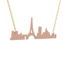 Siluet Paris Kolye - 8 ayar rose altın kolye (40 cm altın rolo zincir) #1p13fux
