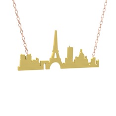 Siluet Paris Kolye - 925 ayar altın kaplama gümüş kolye (40 cm rose altın rolo zincir) #1smrgy