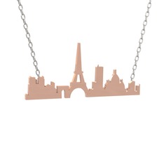 Siluet Paris Kolye - 14 ayar rose altın kolye (40 cm beyaz altın rolo zincir) #bmojlt
