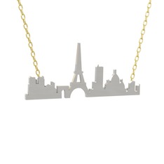Siluet Paris Kolye - 18 ayar beyaz altın kolye (40 cm altın rolo zincir) #nig0xx