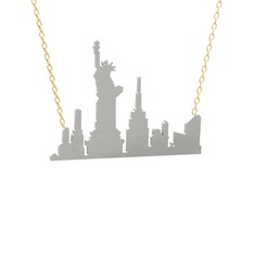 Siluet New York Kolye - 8 ayar beyaz altın kolye (40 cm altın rolo zincir) #15cfr1m