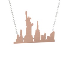 Siluet New York Kolye - 14 ayar rose altın kolye (40 cm beyaz altın rolo zincir) #18gq5ob