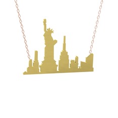 Siluet New York Kolye - 18 ayar altın kolye (40 cm rose altın rolo zincir) #193t8bh