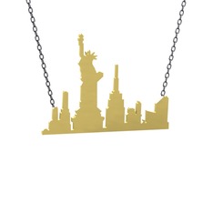 Siluet New York Kolye - 14 ayar altın kolye (40 cm gümüş rolo zincir) #1cb4j8