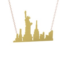 Siluet New York Kolye - 14 ayar altın kolye (40 cm rose altın rolo zincir) #1fd6iwd