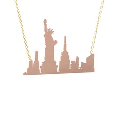 Siluet New York Kolye - 18 ayar rose altın kolye (40 cm altın rolo zincir) #1gp16ng