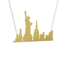 Siluet New York Kolye - 18 ayar altın kolye (40 cm beyaz altın rolo zincir) #1n9imdn