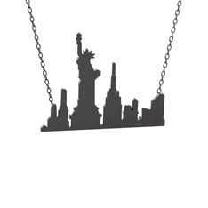 Siluet New York Kolye - 925 ayar siyah rodyum kaplama gümüş kolye (40 cm gümüş rolo zincir) #il3cl