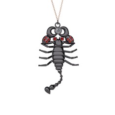 Mya Akrep Kolye - Swarovski ve garnet 925 ayar siyah rodyum kaplama gümüş kolye (40 cm rose altın rolo zincir) #113vkss