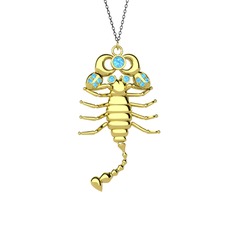 Mya Akrep Kolye - Akuamarin 18 ayar altın kolye (40 cm gümüş rolo zincir) #1q7s08x
