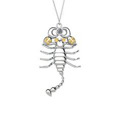 Mya Akrep Kolye - Swarovski ve sitrin 14 ayar beyaz altın kolye (40 cm beyaz altın rolo zincir) #1qw4qt6