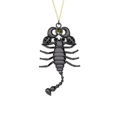 Mya Akrep Kolye - Peridot ve siyah zirkon 925 ayar siyah rodyum kaplama gümüş kolye (40 cm altın rolo zincir) #1rr8rto