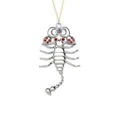 Mya Akrep Kolye - Swarovski ve garnet 8 ayar beyaz altın kolye (40 cm altın rolo zincir) #1ttsg84