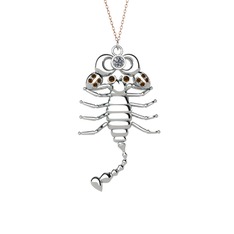 Mya Akrep Kolye - Swarovski ve dumanlı kuvars 8 ayar beyaz altın kolye (40 cm rose altın rolo zincir) #266776