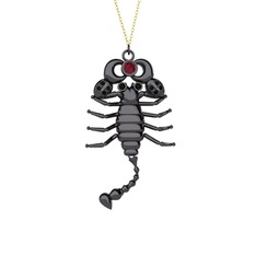 Mya Akrep Kolye - Kök yakut ve siyah zirkon 925 ayar siyah rodyum kaplama gümüş kolye (40 cm altın rolo zincir) #gppxeq