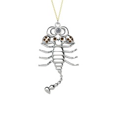Mya Akrep Kolye - Swarovski ve dumanlı kuvars 925 ayar gümüş kolye (40 cm altın rolo zincir) #h4oszy
