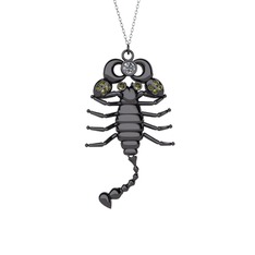 Mya Akrep Kolye - Swarovski ve peridot 925 ayar siyah rodyum kaplama gümüş kolye (40 cm gümüş rolo zincir) #kgv8b0