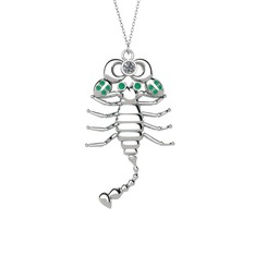 Mya Akrep Kolye - Swarovski ve kök zümrüt 925 ayar gümüş kolye (40 cm gümüş rolo zincir) #mldee