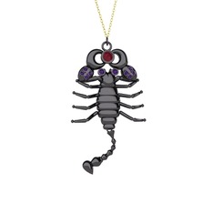 Mya Akrep Kolye - Kök yakut ve ametist 925 ayar siyah rodyum kaplama gümüş kolye (40 cm altın rolo zincir) #sou21v